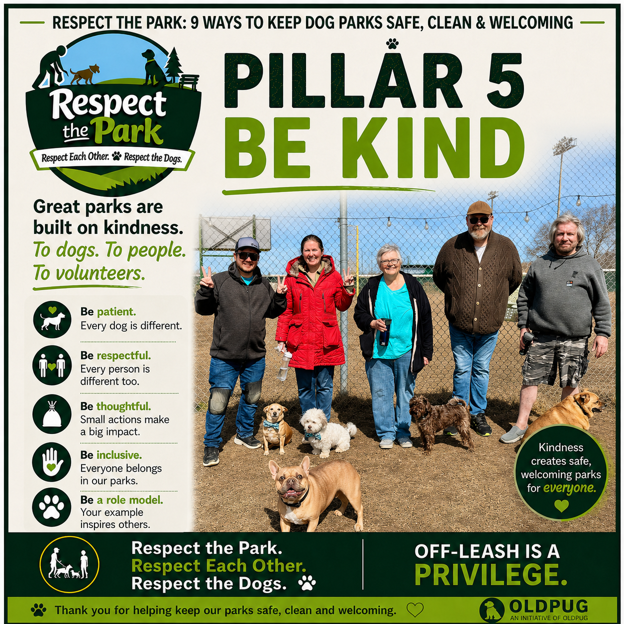 Respect the Park Pillar 5 poster: Be Kind