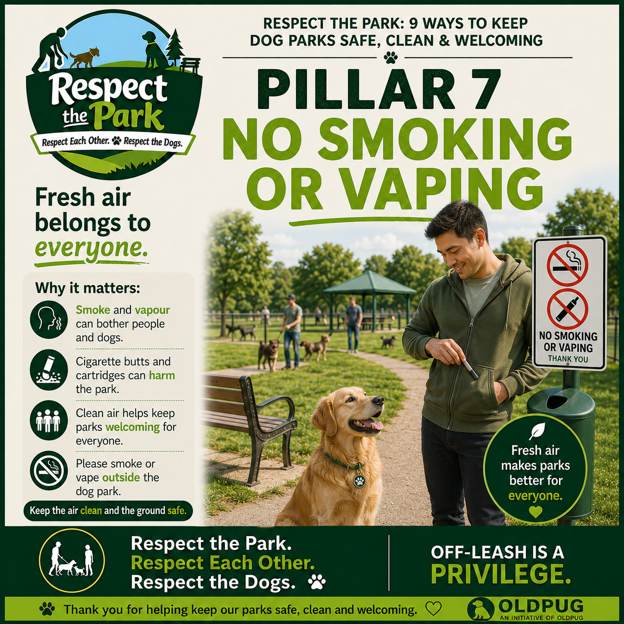 Respect the Park Pillar 7 poster: No Smoking or Vaping
