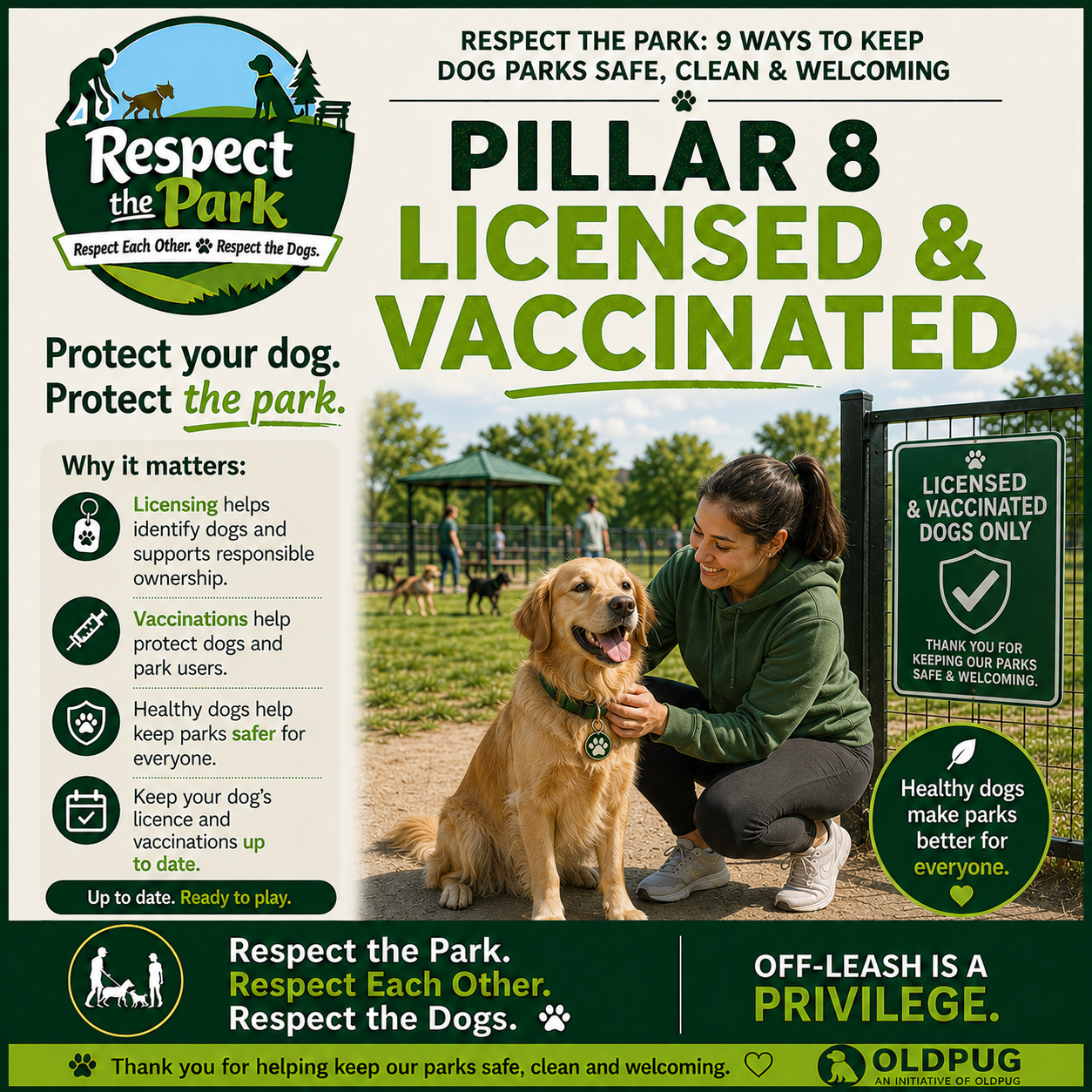 Respect the Park Pillar 8 poster: Licensed and Vaccinated