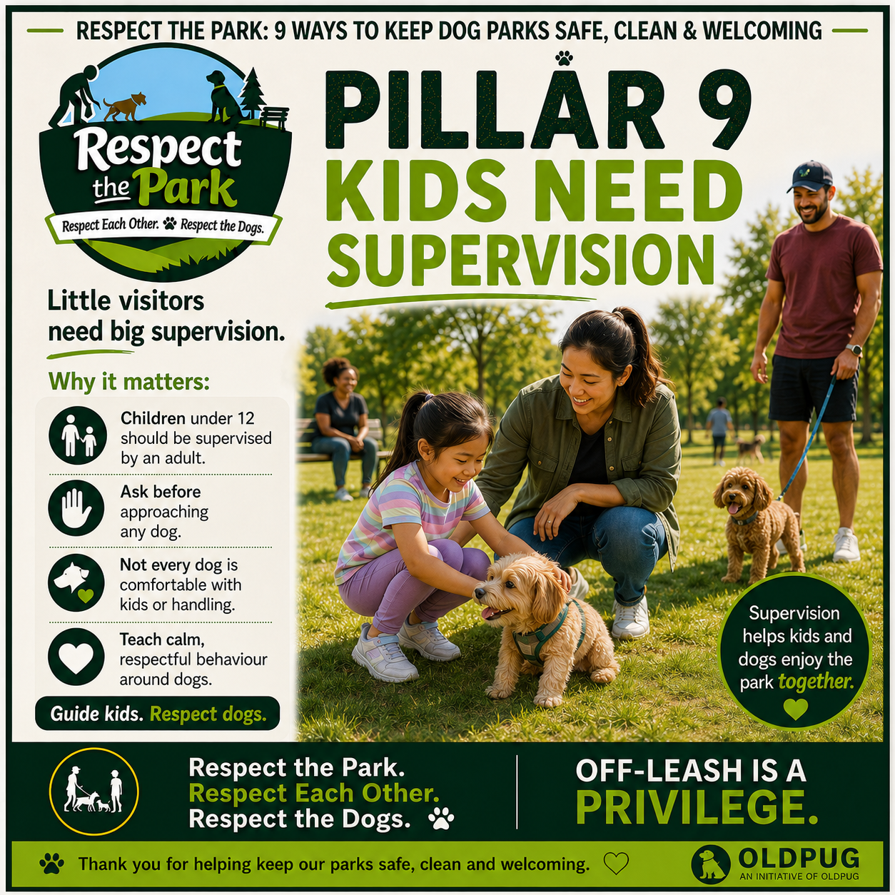 Respect the Park Pillar 9 poster: Kids Need Supervision