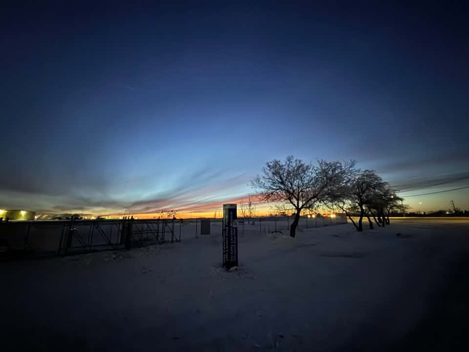 Sunset over a Regina off-leash dog park